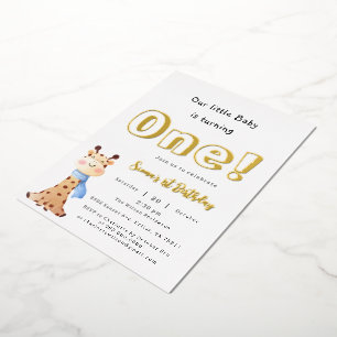 Invitación Con Relieve Metalizado Nuestro bebé se está convirtiendo en una jirafa ad