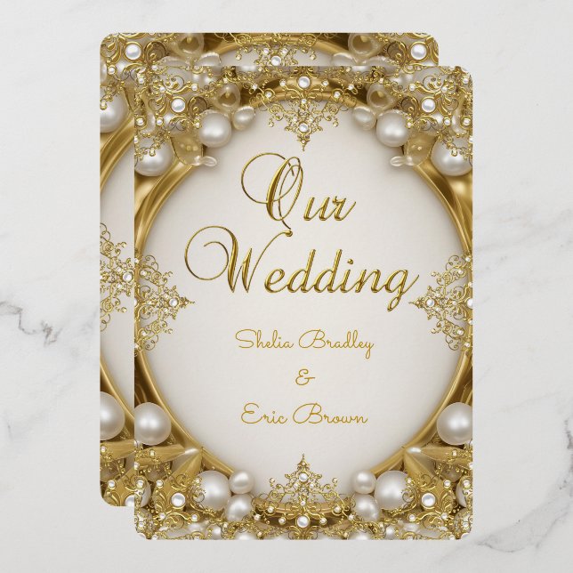 Invitación Con Relieve Metalizado Nuestro Boda (Anverso/Reverso)