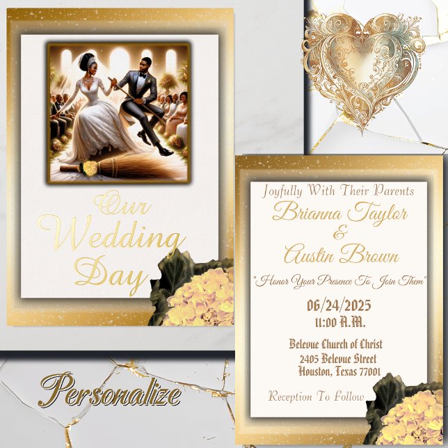 Invitación Con Relieve Metalizado Nuestro Día de la Boda Cosa Elegante Boda (Our Wedding Day Bliss. Personalize For Your Special For Your Special Day.)