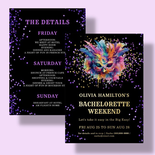 Invitación Con Relieve Metalizado Nueva Orleans | Fin de Semana Itinerario de la Bac (Subido por el creador)