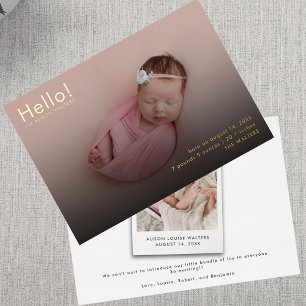 Invitación Con Relieve Metalizado Nuevas fotos de bebé 2 Estadísticas de nacimiento