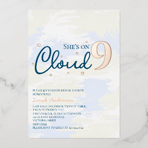Invitación Con Relieve Metalizado Nueve nubes modernas duchas de novias Rosa de oro