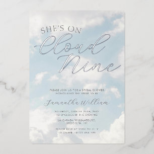 Invitación Con Relieve Metalizado Nueve nubes nubes nubladas azul cielo moderno duch
