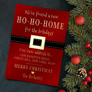 Invitación Con Relieve Metalizado Nuevo hogar de Ho Ho para las fiestas de Navidad T