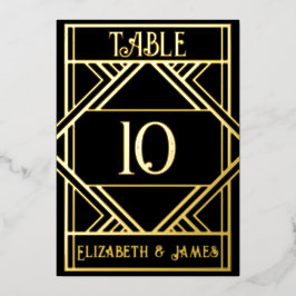 Invitación Con Relieve Metalizado Número de mesa Art Deco