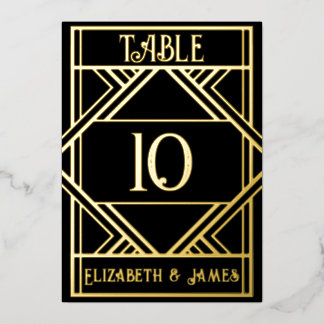 Invitación Con Relieve Metalizado Número de mesa Art Deco
