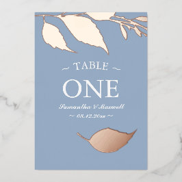 Invitación Con Relieve Metalizado Número de Mesa Azul Polvoriento Minimalista Elegan