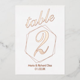 Invitación Con Relieve Metalizado Número de mesa con borde punteado en hoja de alumi