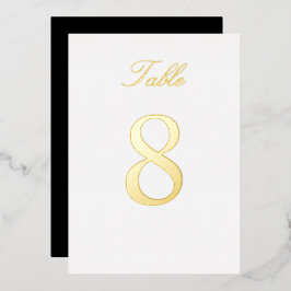 Invitación Con Relieve Metalizado Número de mesa de boda con lámina de oro color per
