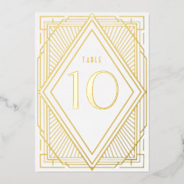 Invitación Con Relieve Metalizado Número de mesa de boda de oro con diamante Art Dec