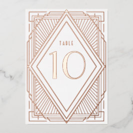 Invitación Con Relieve Metalizado Número de mesa de boda de oro rosa con diamante Ar