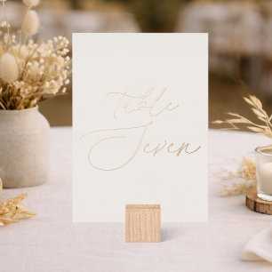 Invitación Con Relieve Metalizado Número de Mesa de Boda Mesa Siete   Hoja de Estaño