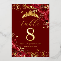 Número de mesa Quinceañera Remolino de Oro Rosa Ro