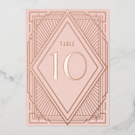 Invitación Con Relieve Metalizado Número de tabla de Boda Rubor de diamantes Art Dec