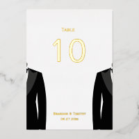 Números de mesa con hoja de oro real para boda gay