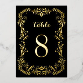 Invitación Con Relieve Metalizado Números de mesa negros con diseño boho ornamental