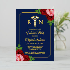 Invitación Con Relieve Metalizado Nurse Graduation