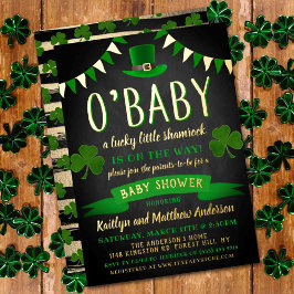 Invitación Con Relieve Metalizado O'Baby St. Patrick's Day Baby Shower Real