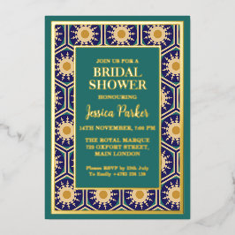 Invitación Con Relieve Metalizado Obras de arte marroquíes Ducha de Novias Verde de