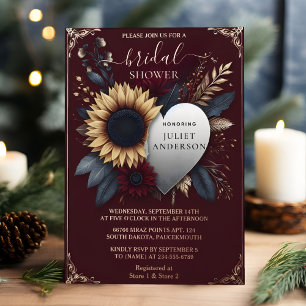 Invitación Con Relieve Metalizado Obtenga Maroon Traditional Fall Burgundy Bridal Sh