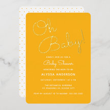 Oh Baby Modern Minimal Amarillo Baby Shower de Ver