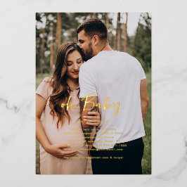 Invitación Con Relieve Metalizado Oh, bebé | Simple Photo Baby Shower