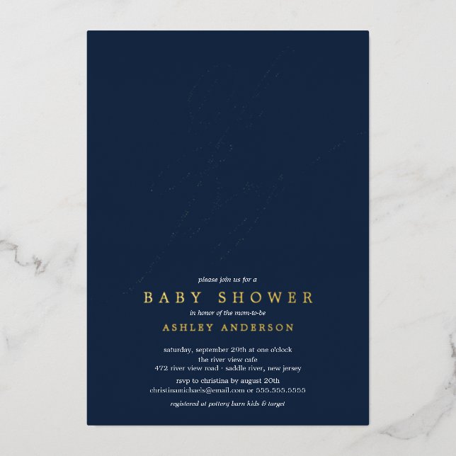 Invitación Con Relieve Metalizado Oh Boy Baby Shower (Anverso)