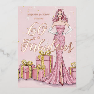 Invitación Con Relieve Metalizado Old Hollywood Glam Pink Glitter Birthday