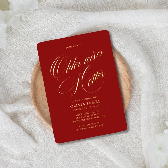 Invitación Con Relieve Metalizado Older, wiser, hotter birthday  (Subido por el creador)