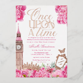 Invitación Con Relieve Metalizado Once Upon a Time Princess Baby Shower
