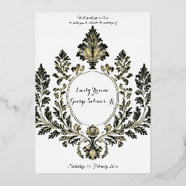 Invitación Con Relieve Metalizado Opulento Atelier Motif, Negro y Oro,