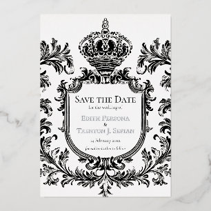 Invitación Con Relieve Metalizado Ornate Laurel y Filigree, Boda,