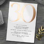 Invitación Con Relieve Metalizado Oro blanco y Rosa | Simple Airy 30 cumpleaños<br><div class="desc">Invitaciones de 30 años de estilo moderno con un gran título "30" en Relieve metalizado metálico real. Los detalles del evento se imprimen a continuación en una letra negra mate. Acentos de oro Rosa sobre un fondo blanco crujiente. (Los colores de fondo se pueden cambiar utilizando la herramienta de diseño....</div>