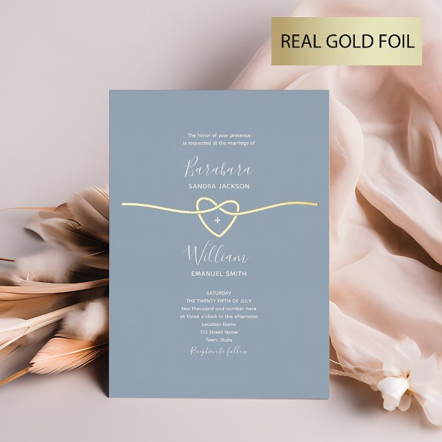 Invitación Con Relieve Metalizado Oro Boda azul agitado romántico (Subido por el creador)