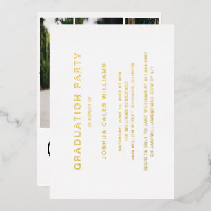 Invitación Con Relieve Metalizado Oro de la fiesta de graduación Minimalista del col