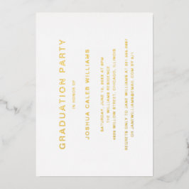 Invitación Con Relieve Metalizado Oro de la fiesta de graduación Minimalista del col