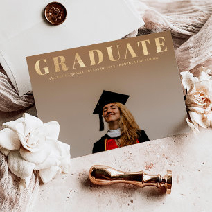 Invitación Con Relieve Metalizado Oro de la fiesta moderna de graduación Minimalista
