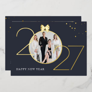 Invitación Con Relieve Metalizado Oro de papel de aluminio y foto de color azul mari