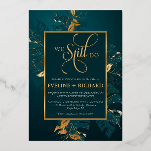 Invitación Con Relieve Metalizado Oro de papel de estaño verde esmeralda todavía hac