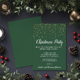 Invitación Con Relieve Metalizado Oro Fiesta de Navidades verdes minimalistas