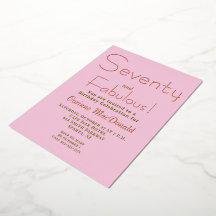 Oro Laminado Rosa Setenta y Fabuloso Cumpleaños 70