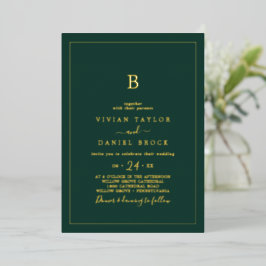 Invitación Con Relieve Metalizado Oro Minimalista con Hoja de Oro | Boda de Monogram