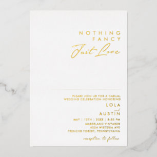 Invitación Con Relieve Metalizado Oro Mínimo Moderno Sin Adornos Solo Amor Real