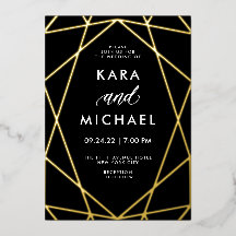 Oro moderno minimalista sobre negro | Boda