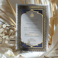Oro Musulmán Ornamental Azul Folio Islámico Boda