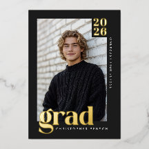 Oro Negro Moderno 4 Foto Graduación Hoja de Oro