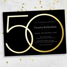Oro Negro Moderno Minimalista Cumpleaños 50