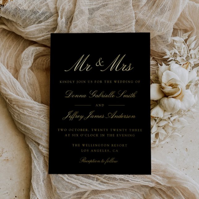 Invitación Con Relieve Metalizado oro negro MR y boda MRS (Subido por el creador)