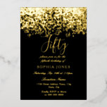 Invitación Con Relieve Metalizado Oro Purpurina Black 50th Birthday Party Gold<br><div class="desc">Invitación al Relieve metalizado dorado de la fiesta de cumpleaños 50 del Purpurina de oro negro Ver otras invitaciones en nuestro Nicho y tienda de nidos</div>