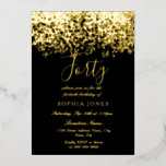 Invitación Con Relieve Metalizado Oro Purpurina Negro 40 cumpleaños Fiesta Oro<br><div class="desc">Invitación a Relieve metalizado dorado de Fiesta de oro Purpurina negro 40 cumpleaños Ver otras invitaciones en nuestra tienda de nicho y nido</div>